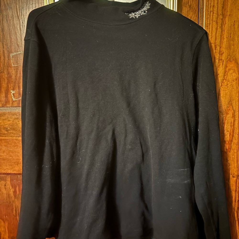 Studio Works Black Long Sleeve Mock-Neck Top